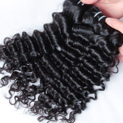 3 pcs Deep Wave Black Virgin Indian Hair Bundles Weave