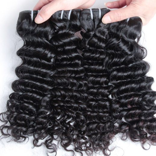 4 Bundles Black Deep Wave Virgin Indian Hair Weave