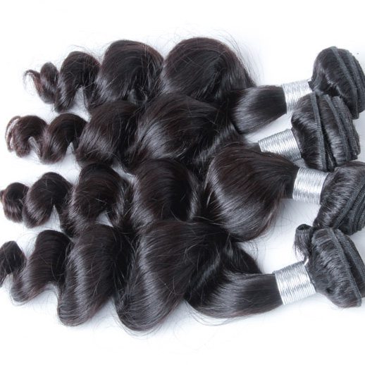 4 bundles Loose Wave Natural Black Virgin Peruvian Hair Weave