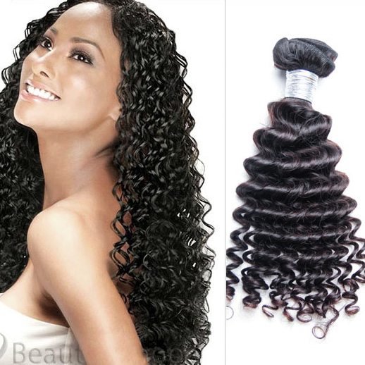 Deep Wave Black Color Peruvian Virgin Hair Weave Bundles