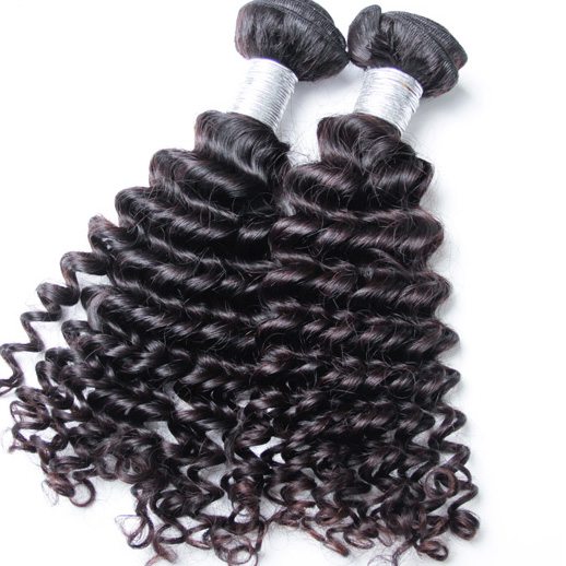2 pcs Deep Wave Peruvian Virgin Hair Weave Bundles Black