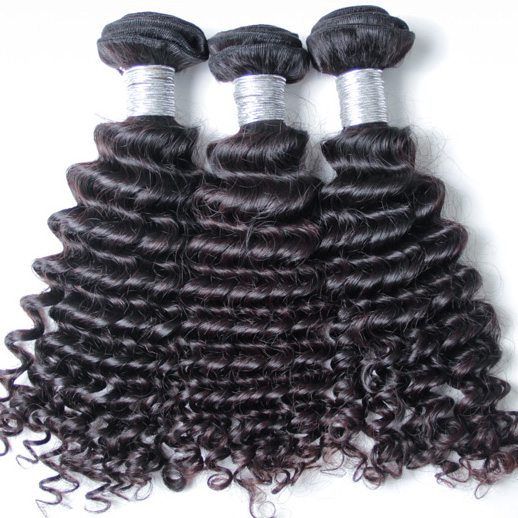 2 pcs Deep Wave Peruvian Virgin Hair Weave Bundles Black