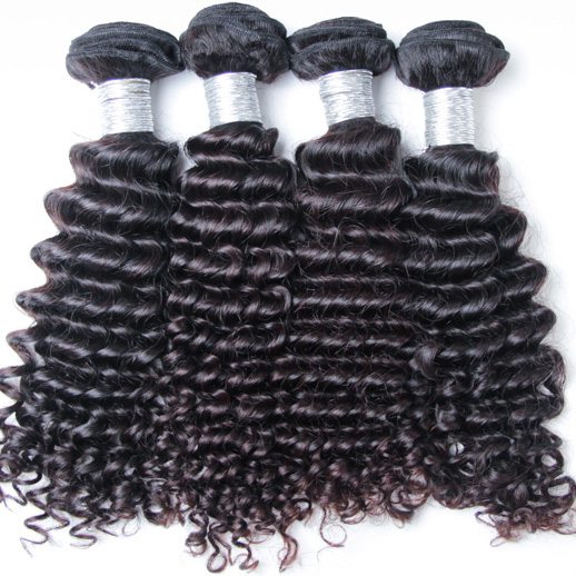 4 pcs Black Deep Wave Virgin Peruvian Bundles Hair Weave