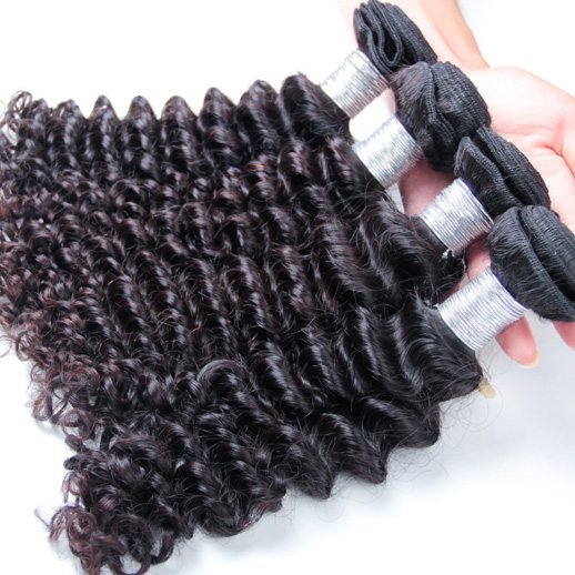 4 pcs Black Deep Wave Virgin Peruvian Bundles Hair Weave