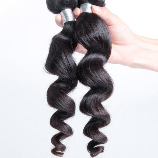 2 pcs Virgin Peruvian Hair Bundles Loose Wave Weave Natural Black