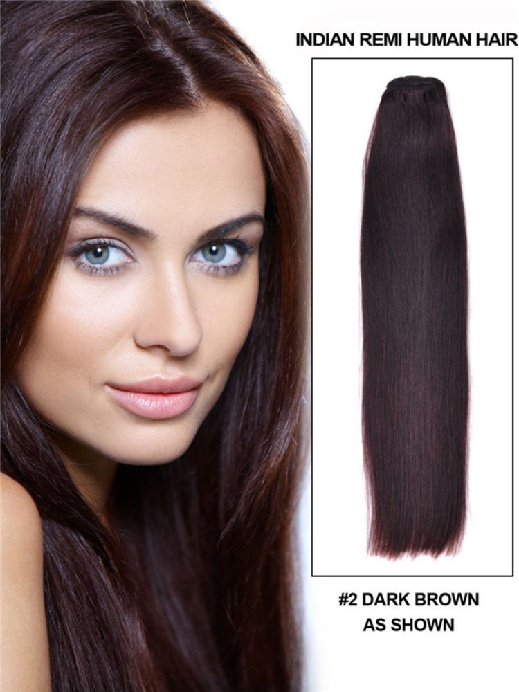 Dark Brown(#2) Straight Remy Hair Wefts