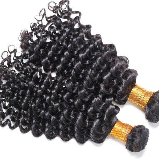 2 Bundles Deep Wave Black Brazilian Virgin Hair Weave