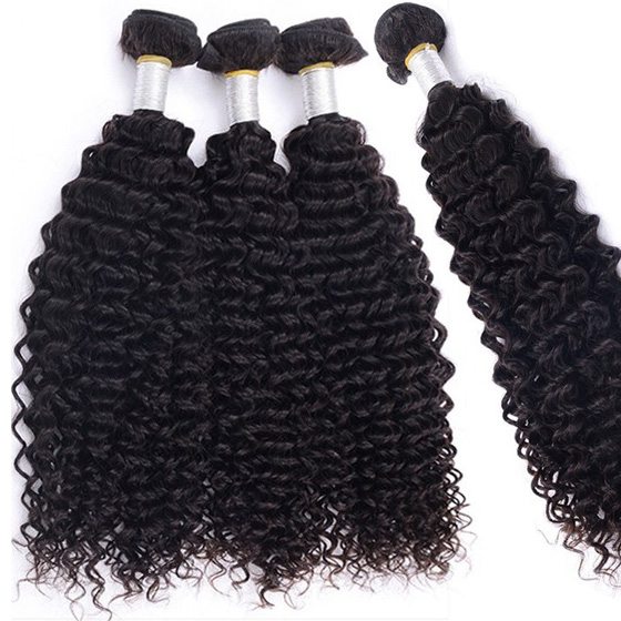 2 pcs Kinky Curly Natural Black Brazilian Virgin Hair Bundle Weave All Inch