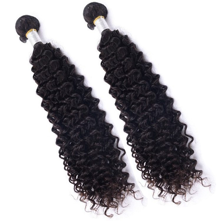 3 Bundles Kinky Curly Virgin Brazilian Hair Weave Natural Black