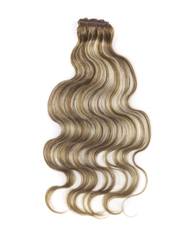 Chestnut Brown/Blonde(#F6-613) Premium Body Wave Clip In Hair Extensions 7 Pieces