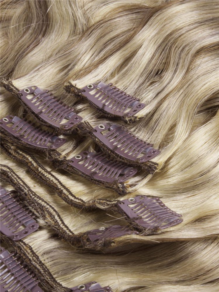 Chestnut Brown/Blonde(#F6-613) Premium Body Wave Clip In Hair Extensions 7 Pieces - Zever Hair 2