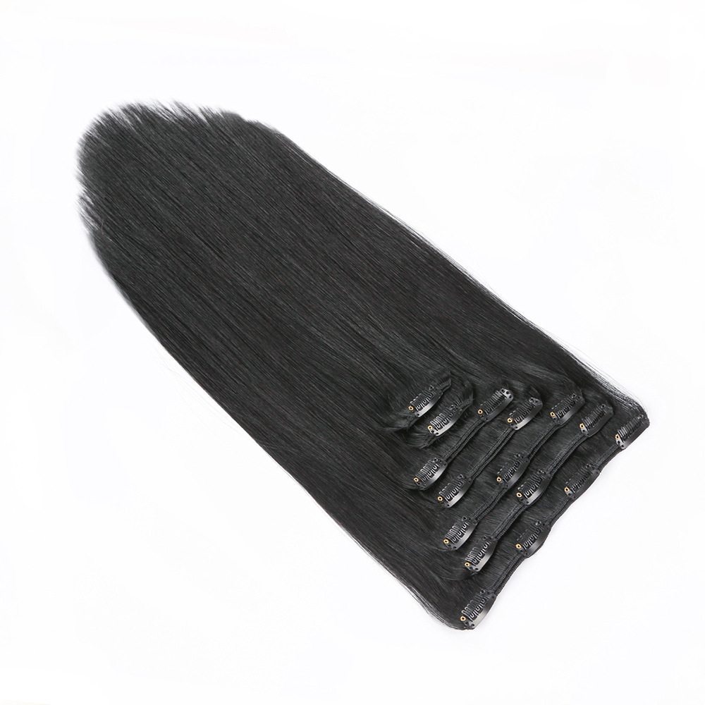 Jet Black(#1) Premium Straight Clip In Hair Extensions 7 Pieces - Zever Hair 1