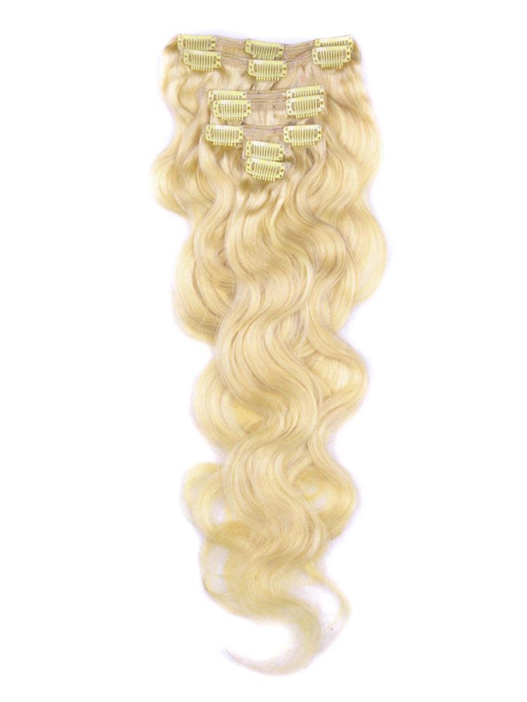 Ash/White Blonde(#P18-613) Premium Body Wave Clip In Hair Extensions 7 Pieces