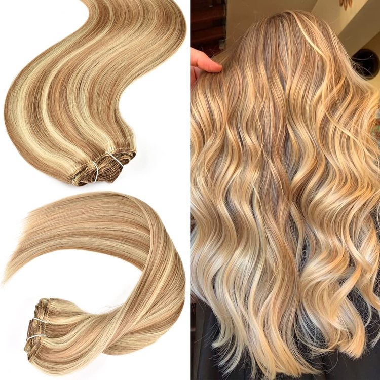Ash/White Blonde(#P18-613) Premium Straight Clip In Hair Extensions 7 Pieces
