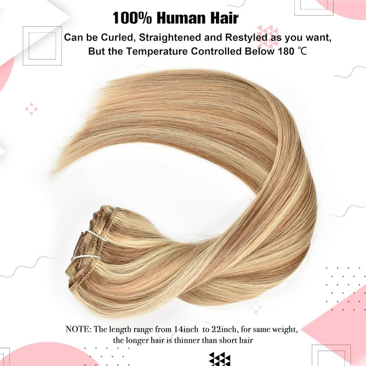 Ash/White Blonde(#P18-613) Premium Straight Clip In Hair Extensions 7 Pieces
