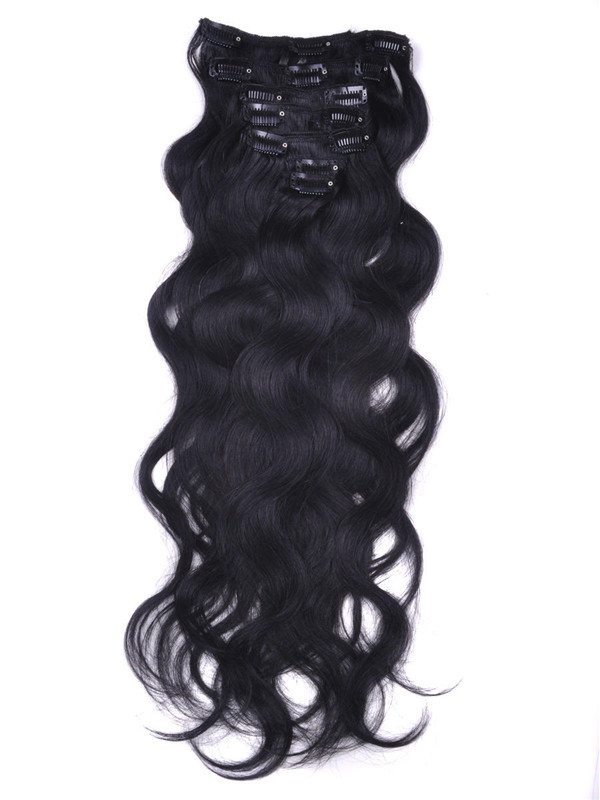Jet Black(#1) Body Wave Premium Clip In Hair Extensions 7 Pieces - Zever Hair 0