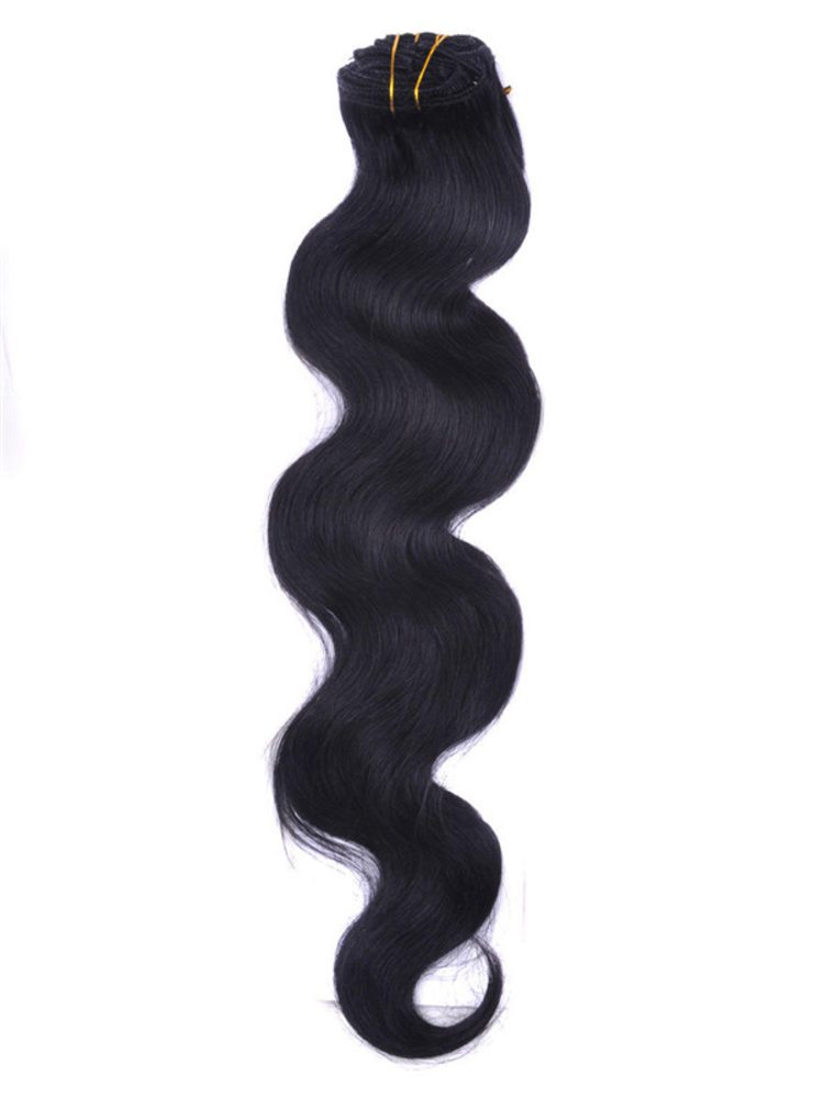 Jet Black(#1) Body Wave Premium Clip In Hair Extensions 7 Pieces