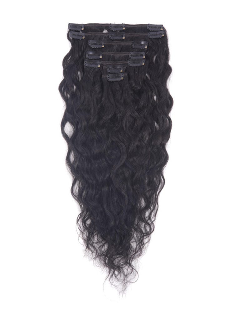 Jet Black(#1) Premium Kinky Curl Clip In Hair Extensions 7 Pieces