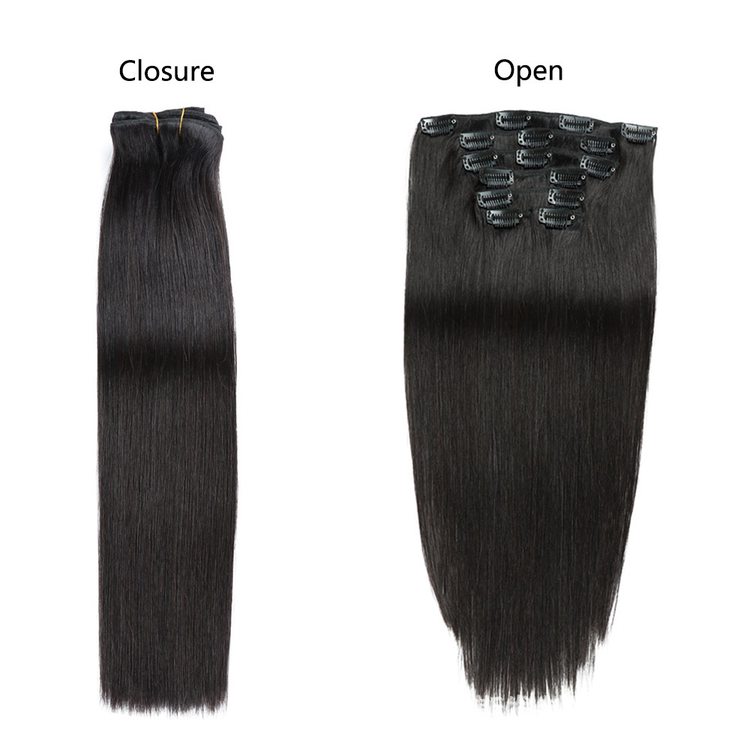 Natural Black(#1B) Straight Premium Clip In Hair Extensions 7 Pieces