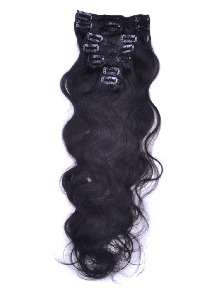 Natural Black(#1B) Premium Body Wave Clip In Hair Extensions 7 Pieces