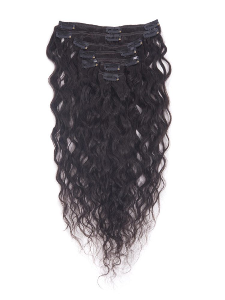 Natural Black(#1B) Premium Kinky Curl Clip In Hair Extensions 7 Pieces