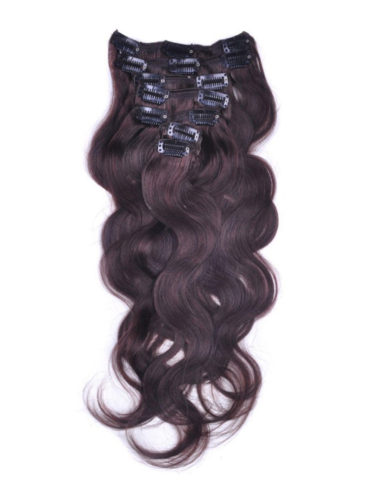 Dark Brown(#2) Premium Body Wave Clip In Hair Extensions 7 Pieces