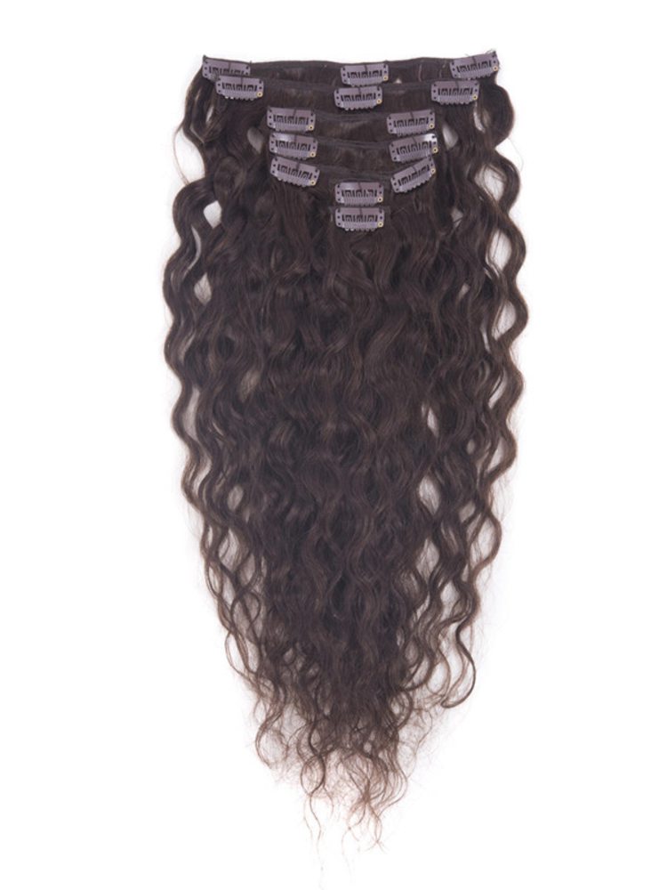 Dark Brown(#2) Premium Kinky Curl Clip In Hair Extensions 7 Pieces