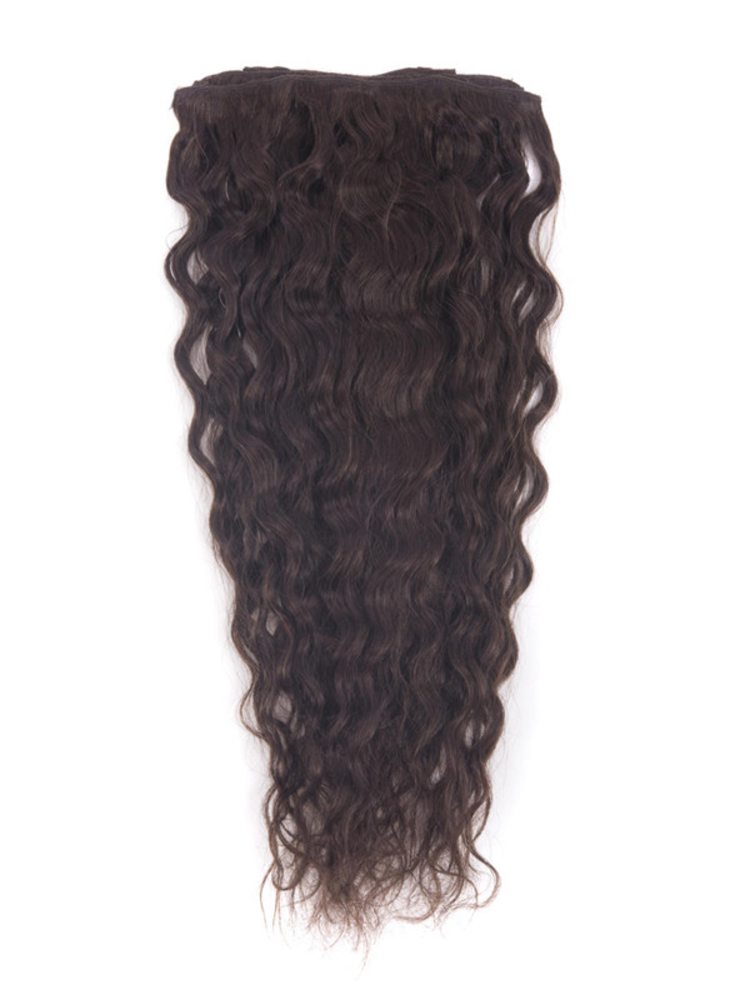 Dark Brown(#2) Premium Kinky Curl Clip In Hair Extensions 7 Pieces