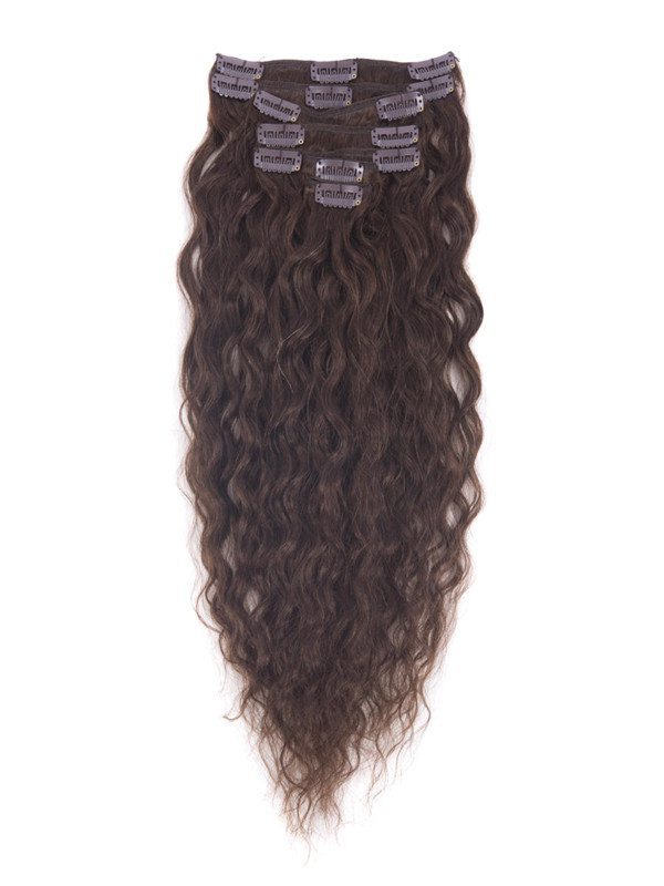 Medium Brown(#4) Premium Kinky Curl Clip In Hair Extensions 7 Pieces - Zever Hair 0
