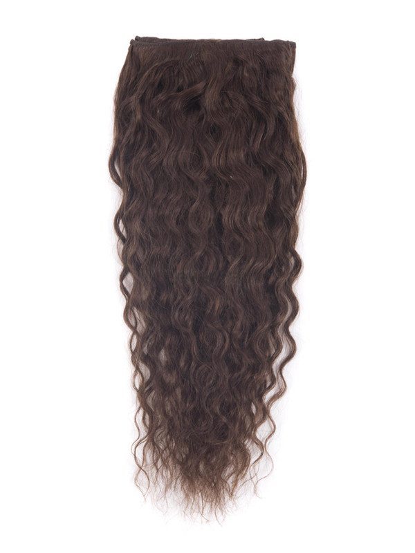Medium Brown(#4) Premium Kinky Curl Clip In Hair Extensions 7 Pieces - Zever Hair 1