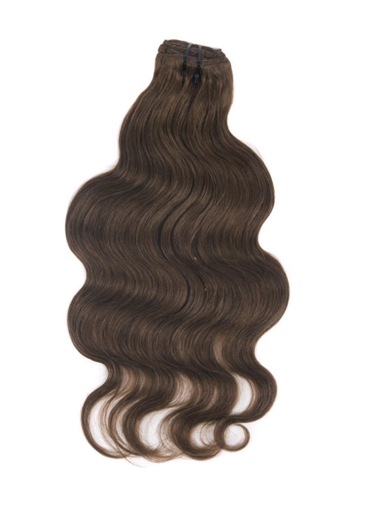 Medium Chestnut Brown(#6) Premium Body Wave Clip In Hair Extensions 7 Pieces