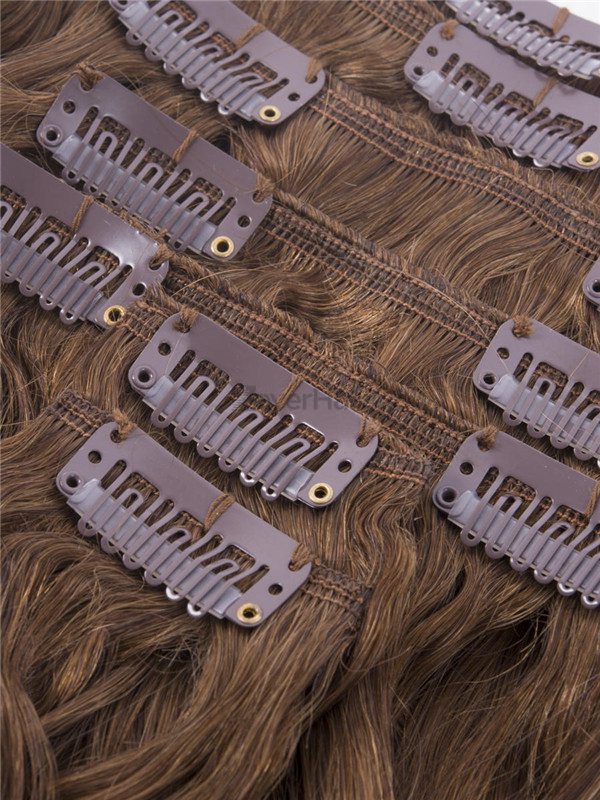Light Chestnut(#8) Premium Kinky Curl Clip In Hair Extensions 7 Pieces - Zever Hair 2