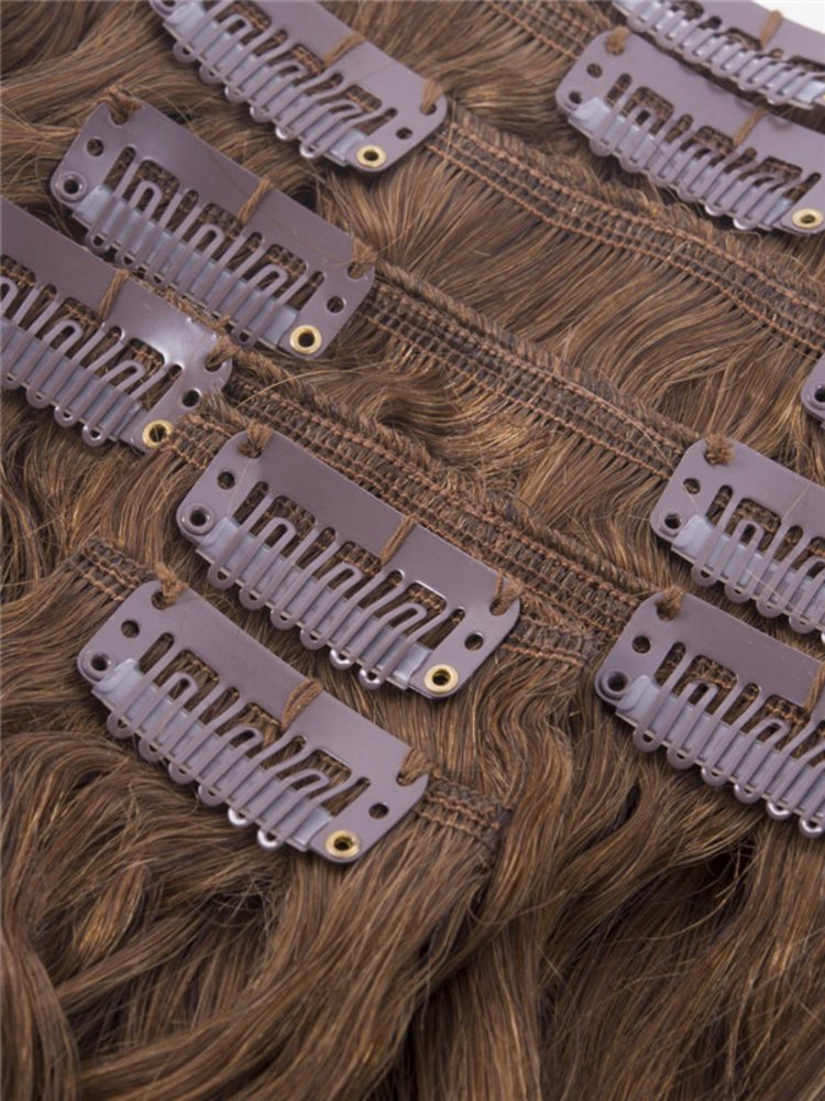Light Chestnut(#8) Premium Kinky Curl Clip In Hair Extensions 7 Pieces - Zever Hair 2
