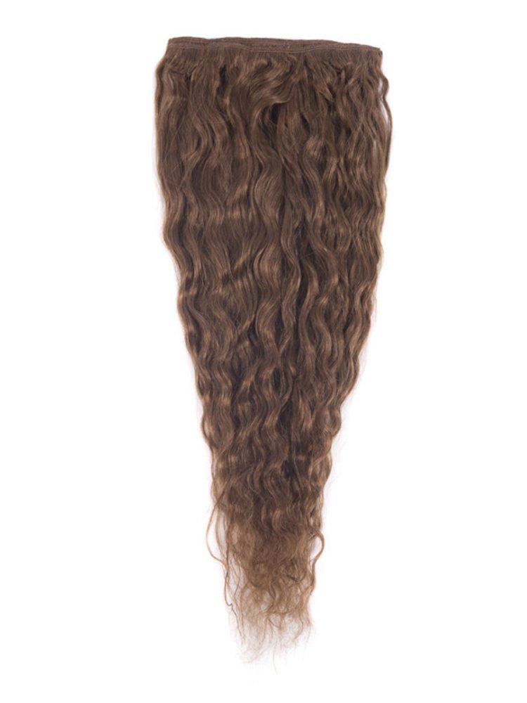 Light Chestnut(#8) Premium Kinky Curl Clip In Hair Extensions 7 Pieces