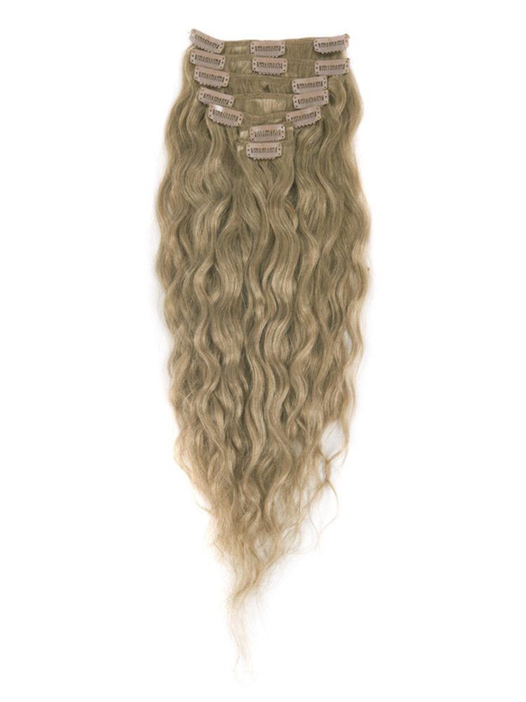 Light Golden Brown(#12) Premium Kinky Curl Clip In Hair Extensions 7 Pieces