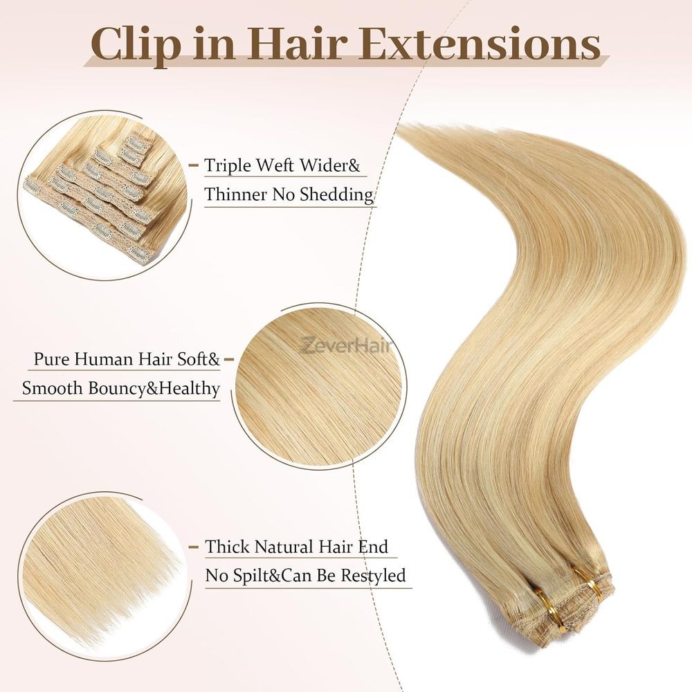 Medium Blonde(#24) Premium Straight Clip In Hair Extensions 7 Pieces - Zever Hair 1