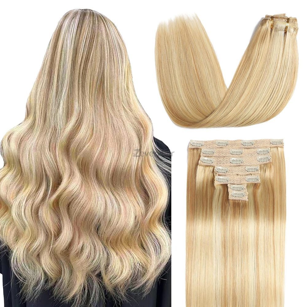 Medium Blonde(#24) Premium Straight Clip In Hair Extensions 7 Pieces - Zever Hair 0