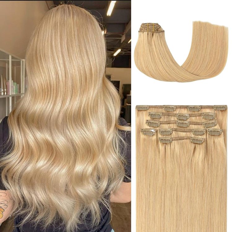 Strawberry Blonde(#27) Premium Straight Clip In Hair Extensions 7 Pieces