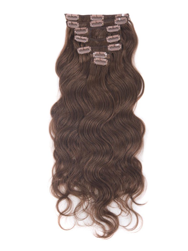 Dark Auburn(#33) Premium Body Wave Clip In Hair Extensions 7 Pieces