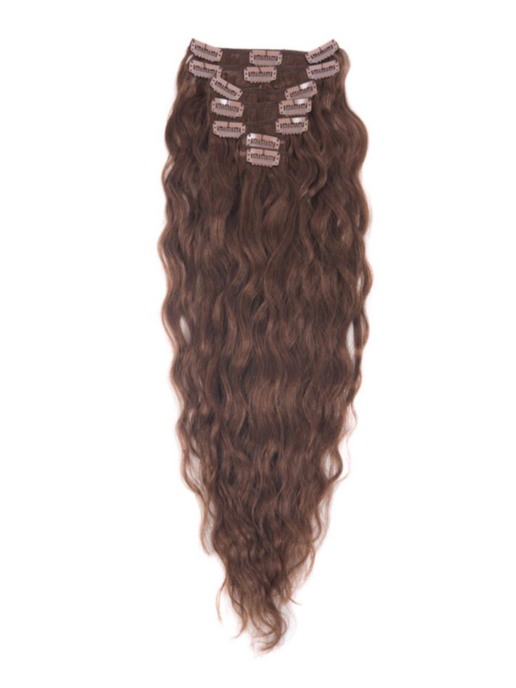 Dark Auburn(#33) Premium Kinky Curl Clip In Hair Extensions 7 Pieces