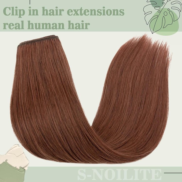 Dark Auburn(#33) Premium Straight Clip In Hair Extensions 7 Pieces - Zever Hair 3
