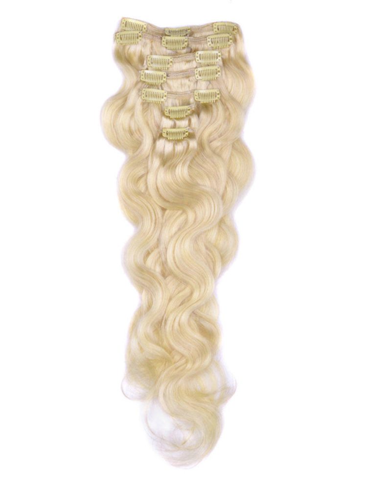 Bleach White Blonde(#613) Premium Body Wave Clip Ins Hair Extensions 7 Pieces