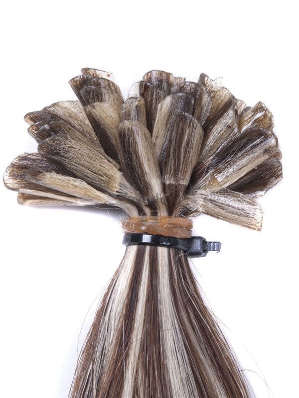 50 Piece Straight Remy Nail Tip/U Tip Hair Extensions Brown/Blonde (#P4/22) - Zever Hair 3
