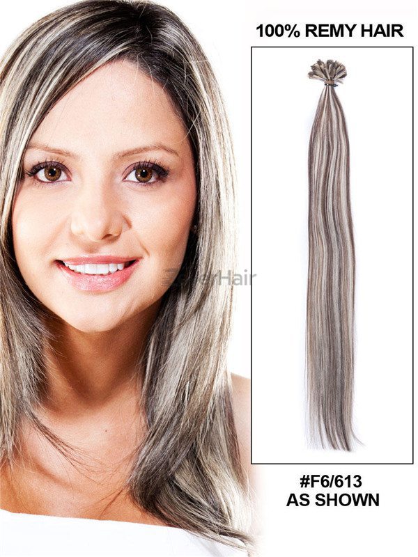 50 Piece Silky Straight Nail Tip/U Tip Remy Hair Extensions Blonde(#F6/613) - Zever Hair 1