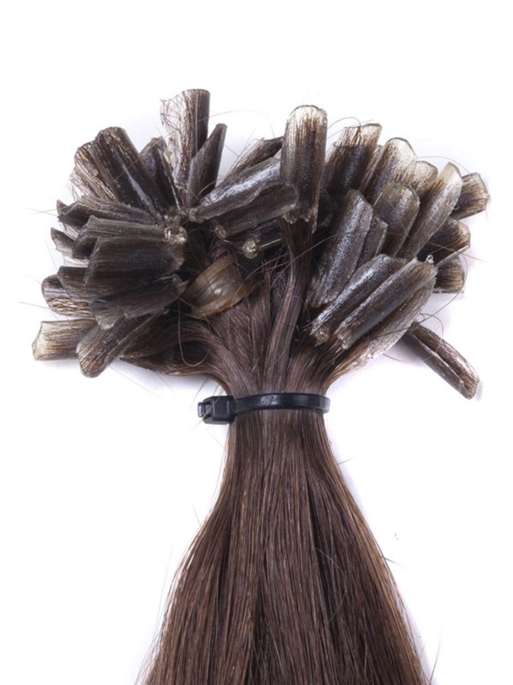 50 Piece Straight Virgin Nail Tip/U Tip Hair Extensions Medium Brown(#4) - Zever Hair 3