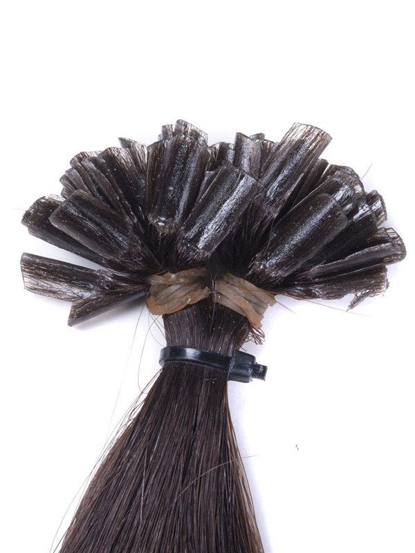 50 Piece Silky Straight Remy Nail Tip/U Tip Hair Extensions Dark Brown(#2) - Zever Hair 4
