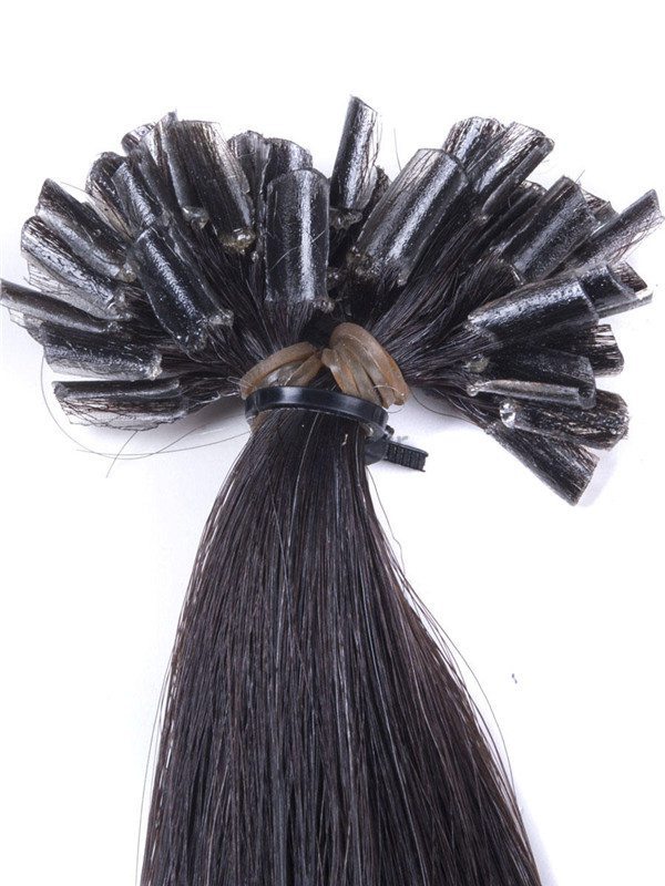 50 Piece Silky Straight Remy Nail Tip/U Tip Hair Extensions Natural Black(#1B) - Zever Hair 4