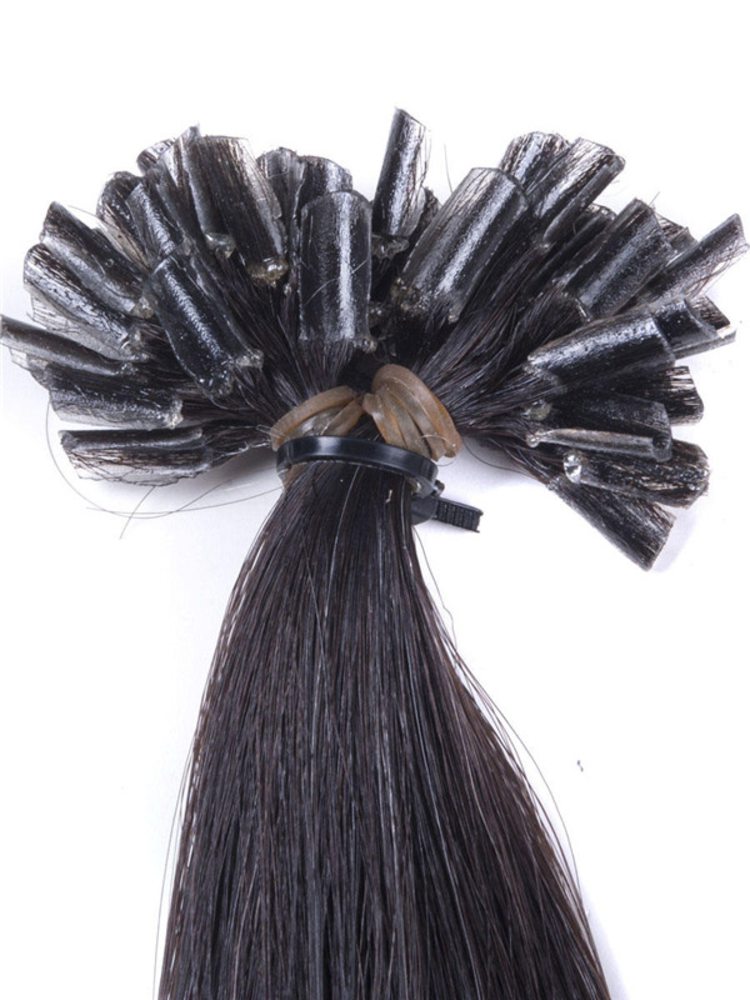 50 Piece Silky Straight Remy Nail Tip/U Tip Hair Extensions Natural Black(#1B) - Zever Hair 4