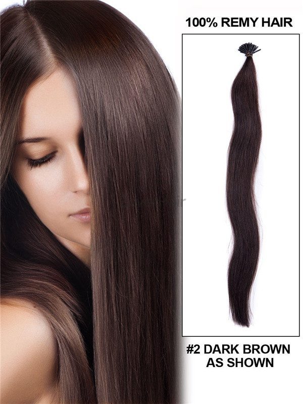 50 Piece Silky Straight Remy Stick Tip/I Tip Hair Extensions Natural Black(#1B) - Zever Hair 0