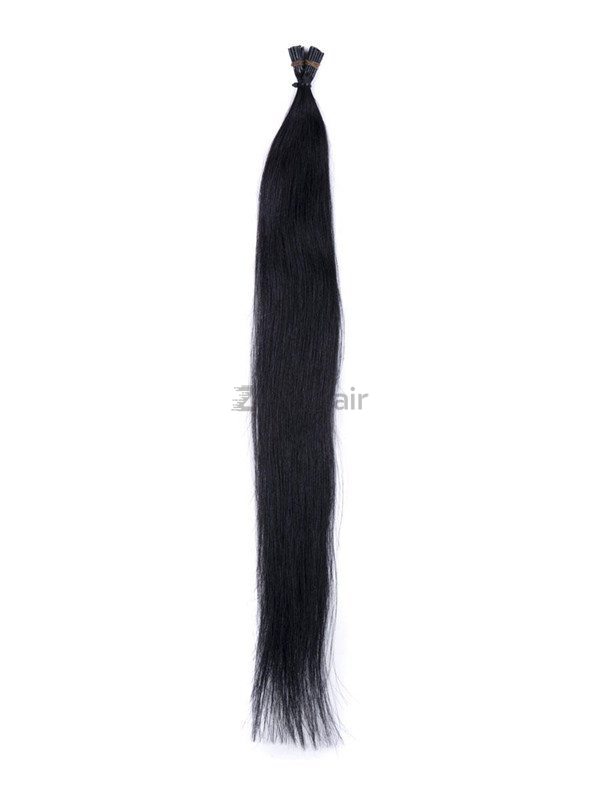 50 Piece Silky Straight Stick Tip/I Tip Remy Hair Extensions Jet Black(#1) - Zever Hair 1